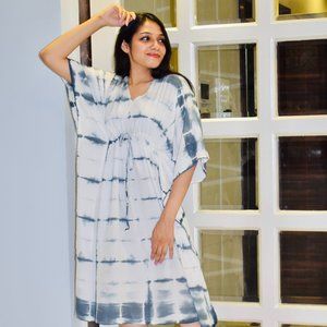 BRAND NEW ! Rayon Tie-dye summer-perfect Short Kaftan Dress